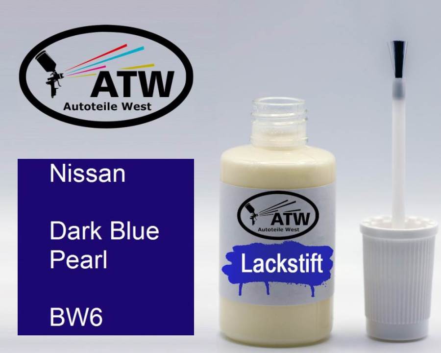 Nissan, Dark Blue Pearl, BW6: 20ml Lackstift, von ATW Autoteile West.